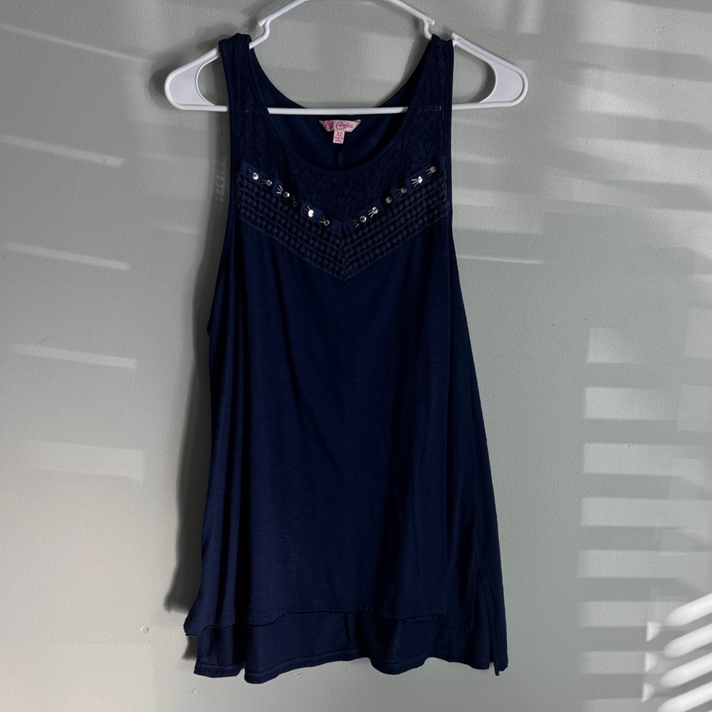 Candie's Dark Blue Dressy Tank Top with Shimmer‎ Accents